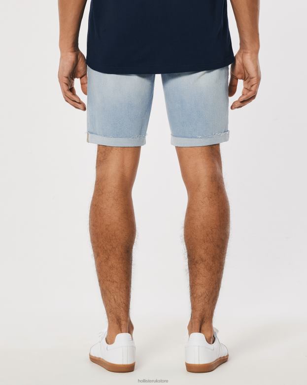 Bottoms Hollister Men Ripped Light Wash Athletic Skinny Denim Shorts 9\\ 488201295 Ripped Light Wash